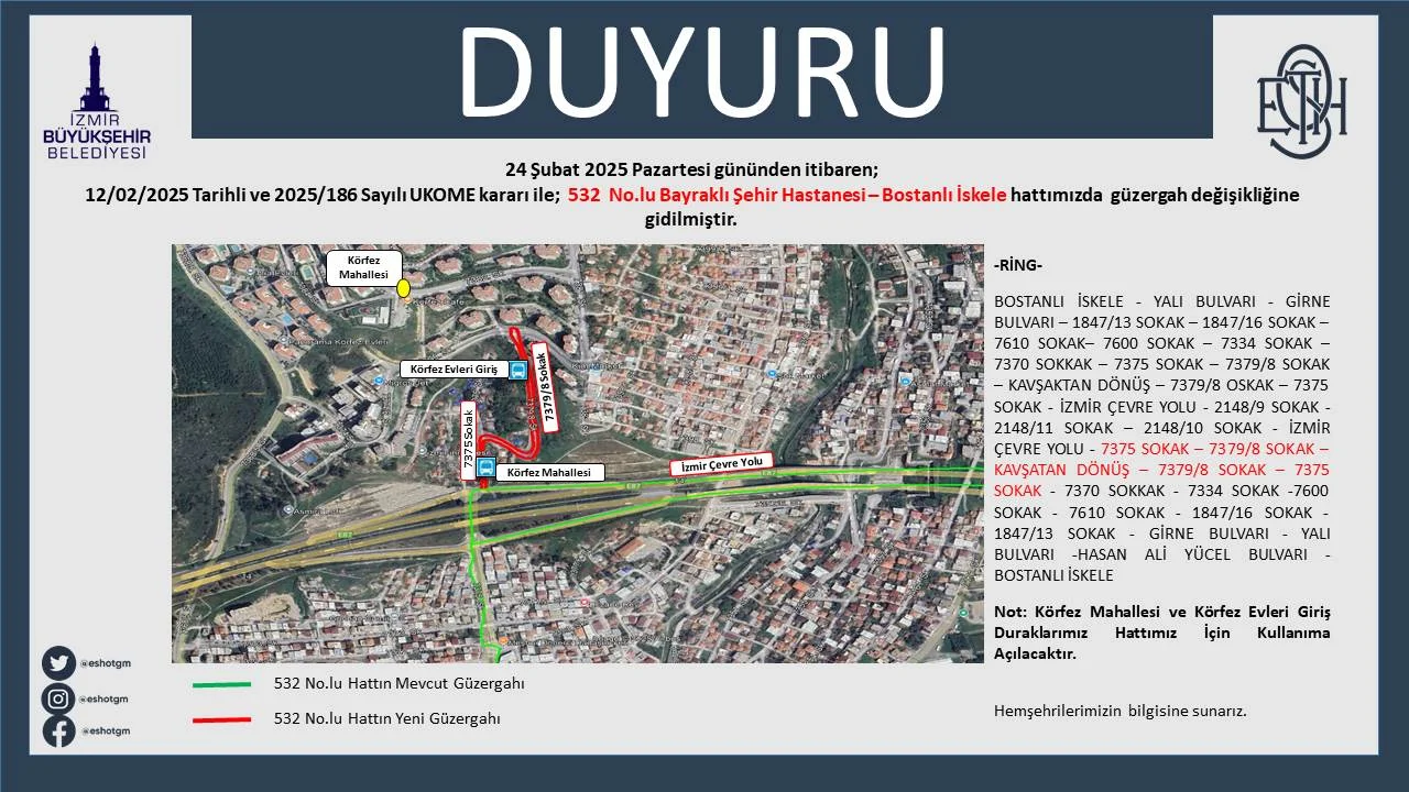 532 No.lu Hat Güzergah Değişiklik Duyurusu.webp