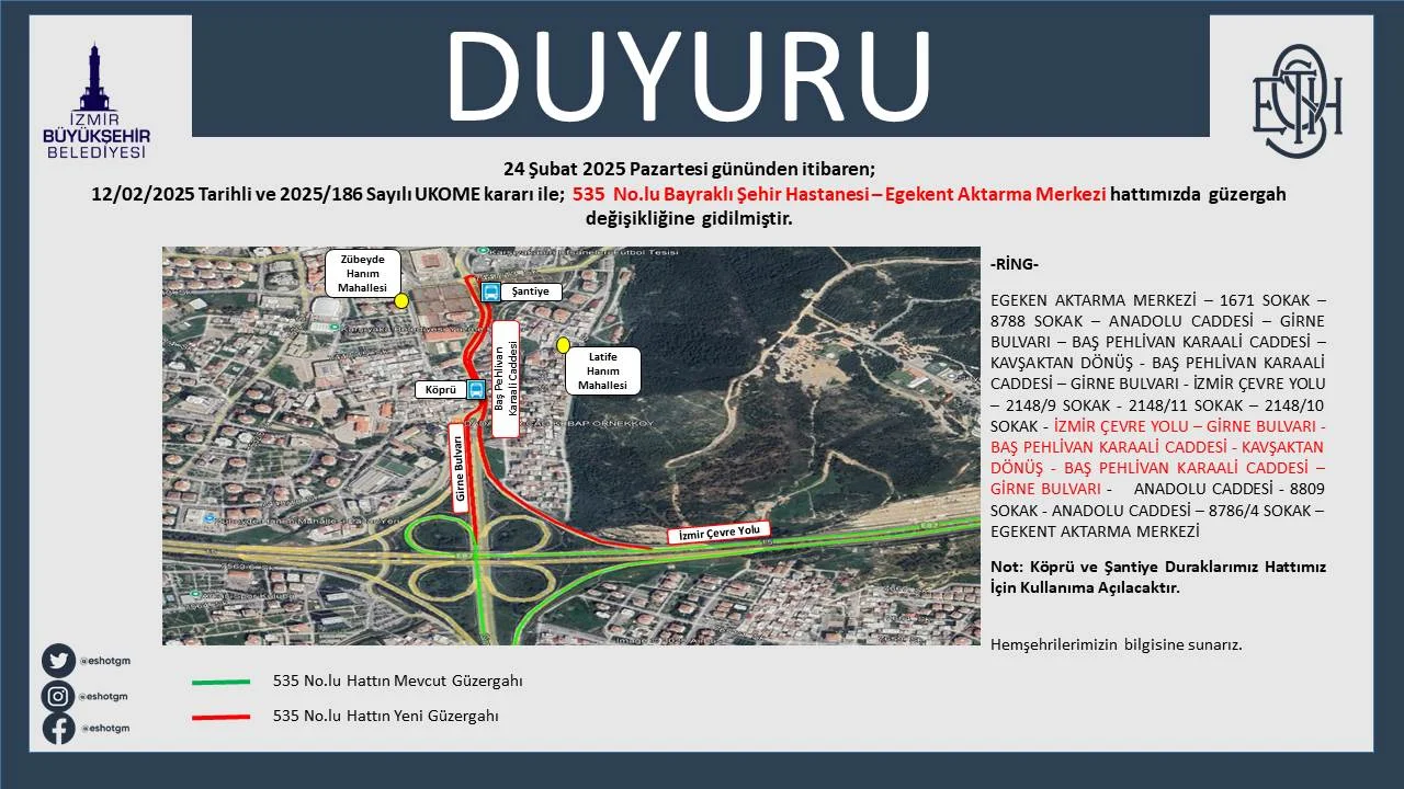 535 No.lu Hat Güzergah Değişiklik Duyurusu.webp