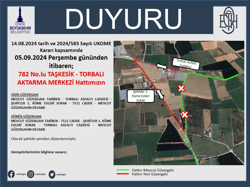 782 No.lu Hat Güzergah Değişikliği