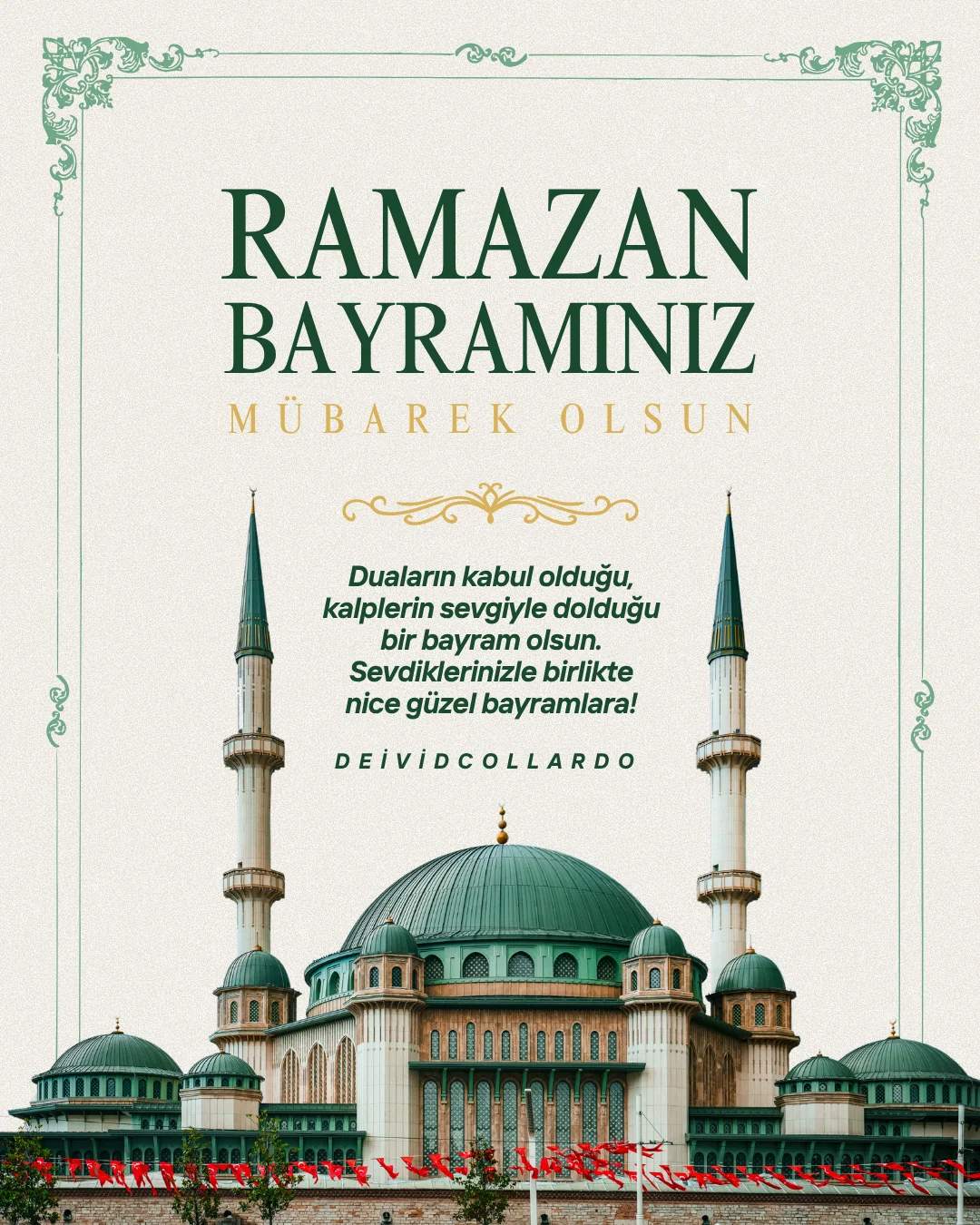 Bej ve Yeşil Sade Ramazan Bayramı Instagram Gönderisi.webp