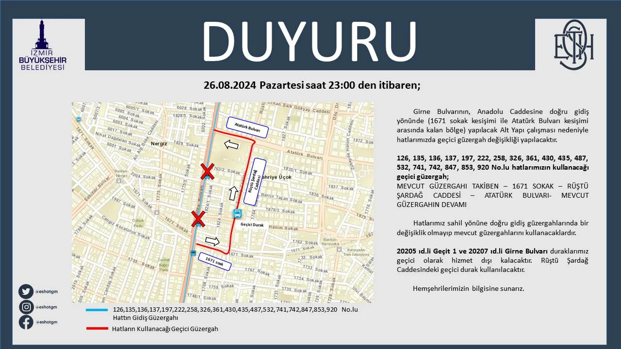 Girne bulvarı güzergah değişiklik_geçici