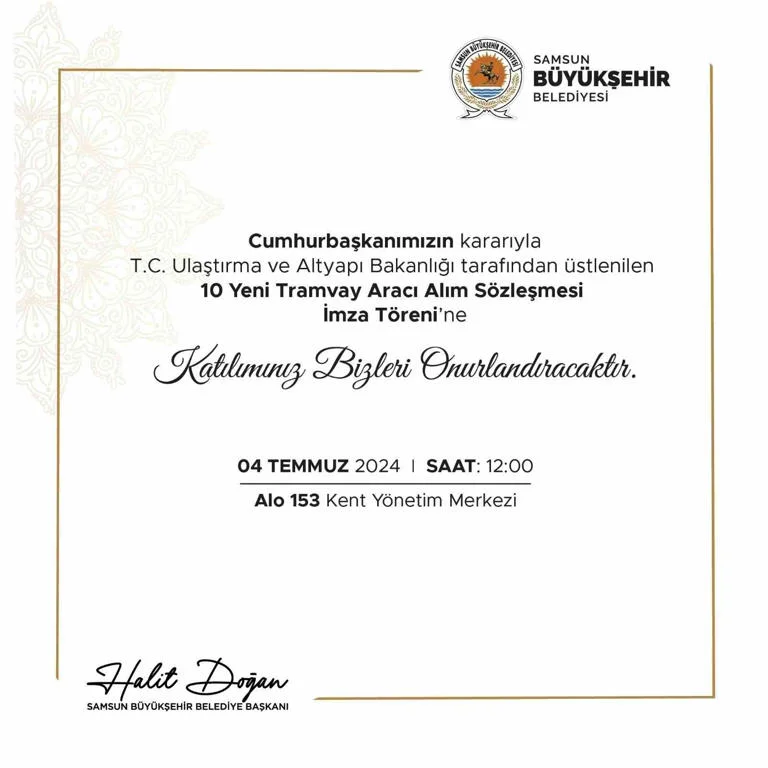 Samsun’a 10 yeni tramvay alımı için imzalar atılıyor