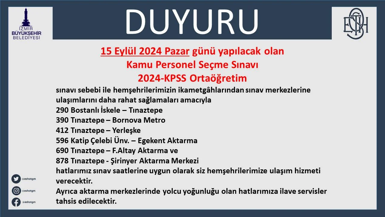 SINAV Duyuru KPSS Ortaöğretim 2024 Eylül