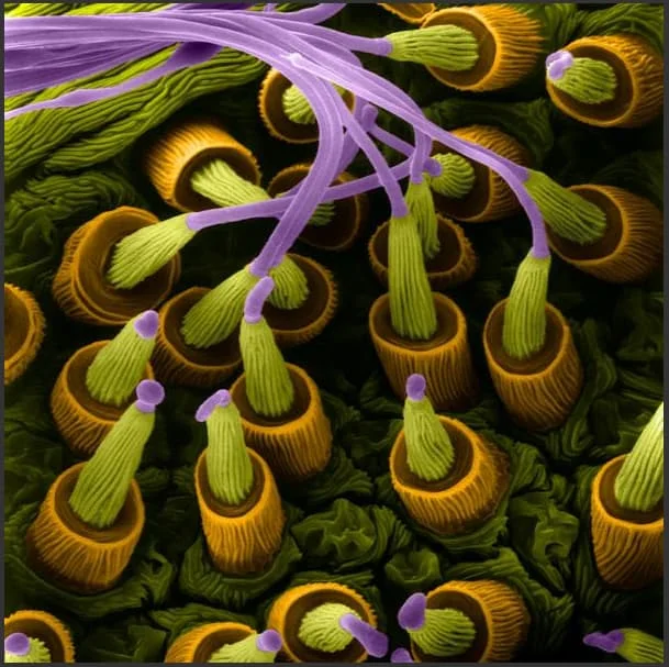 Spider silk gland spigots Örümcek ipek bezi tıkaçları(Gasteracantha sp.) by Dennis Kunkel.PNG