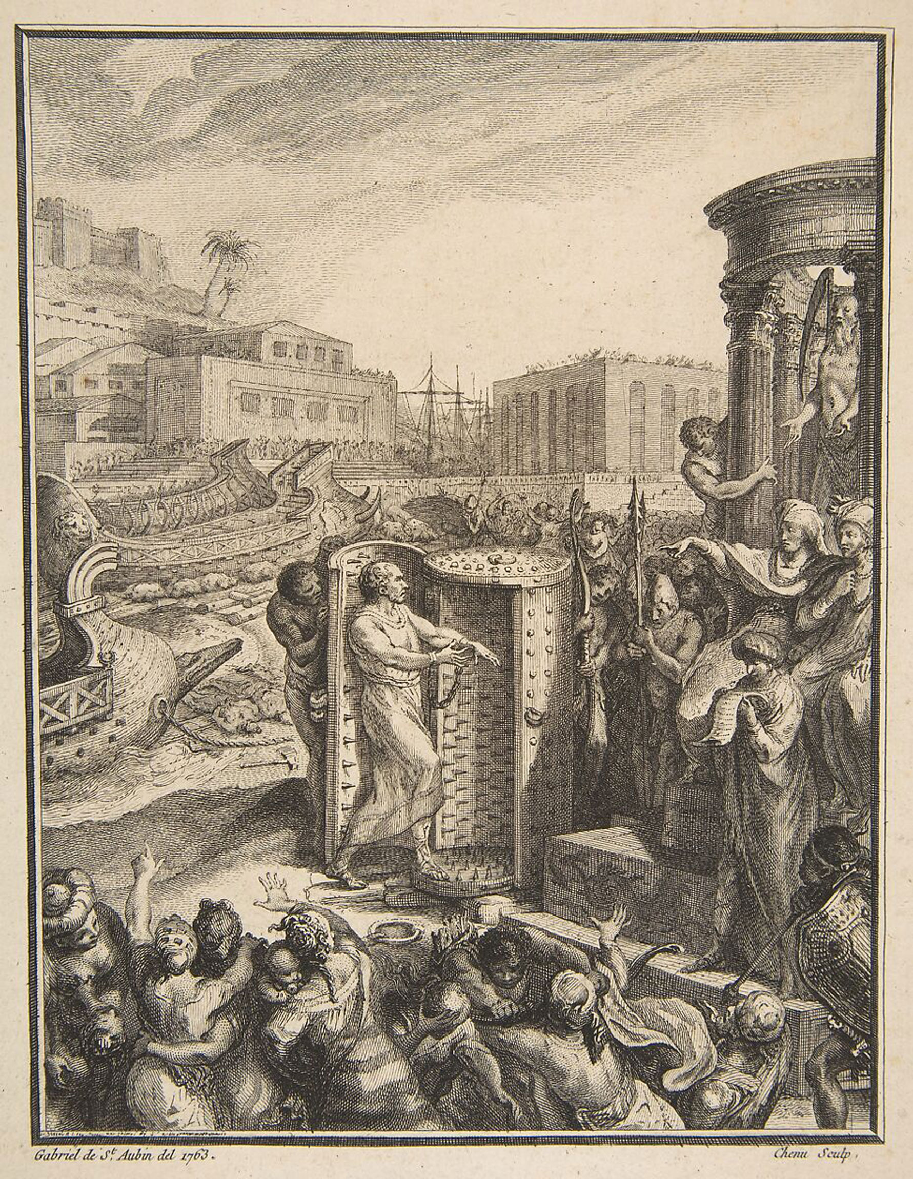 <i>Regulus Condemned to the Most Horrible Torture</i>. Image via <a href=https://www.metmuseum.org/pt/art/collection/search/375895 target=blank>The Metropolitan Museum of Art</a>, bequest of William S. Lieberman, 2005